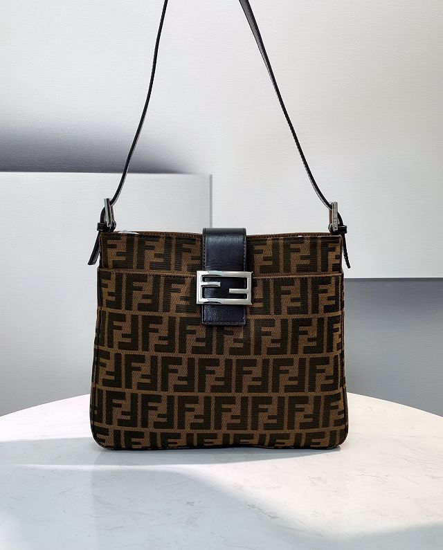 Fendi original fabric medium tote bag 8BR331 brown