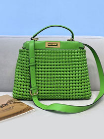 Fendi original lambskin medium peekaboo bag 8BN240 green