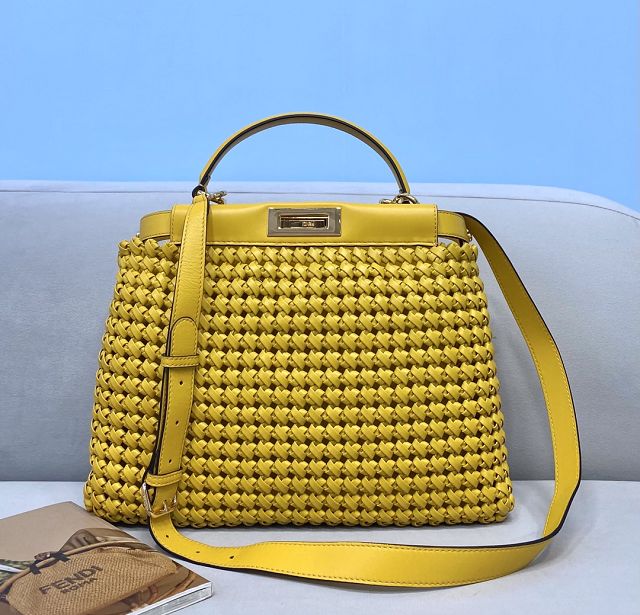 Fendi original lambskin medium peekaboo bag 8BN240 yellow