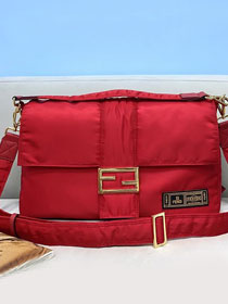 Fendi original nylon maxi baguette bag 8BR805 red