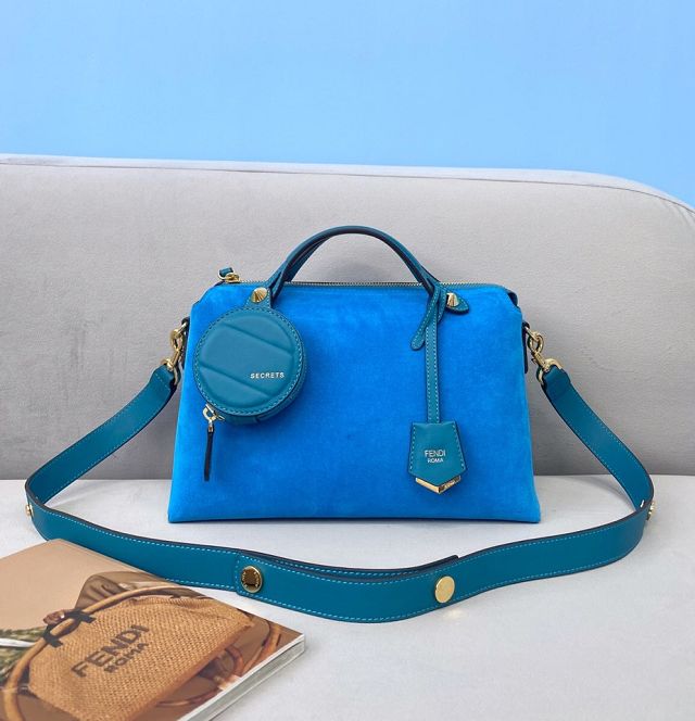 Fendi original suede medium by the way boston bag 8BL146 blue