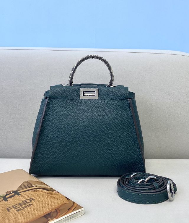 Fendi original calfskin small peekaboo bag 8BN244 dark green