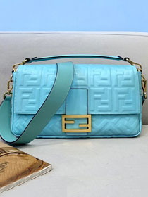 Fendi original lambskin large baguette bag 8BR795 sky blue