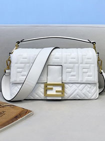 Fendi original lambskin large baguette bag 8BR795 white