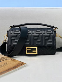 Fendi original lambskin medium baguette bag 8BR600 black