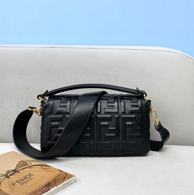 Fendi original lambskin medium baguette bag 8BR600 black