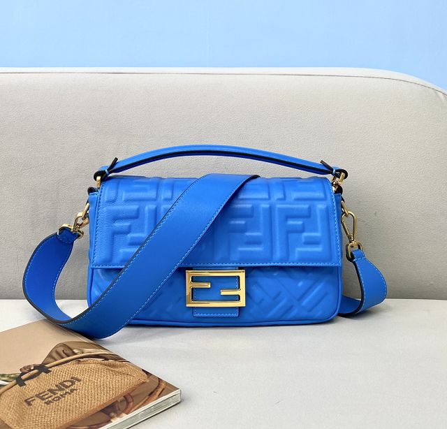 Fendi original lambskin medium baguette bag 8BR600 blue