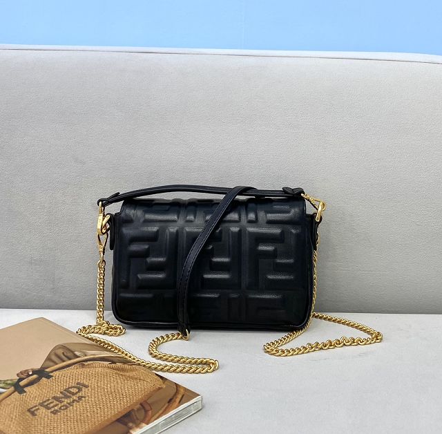 Fendi original lambskin mini baguette bag 8BS017 black