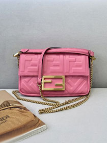 Fendi original lambskin mini baguette bag 8BS017 pink