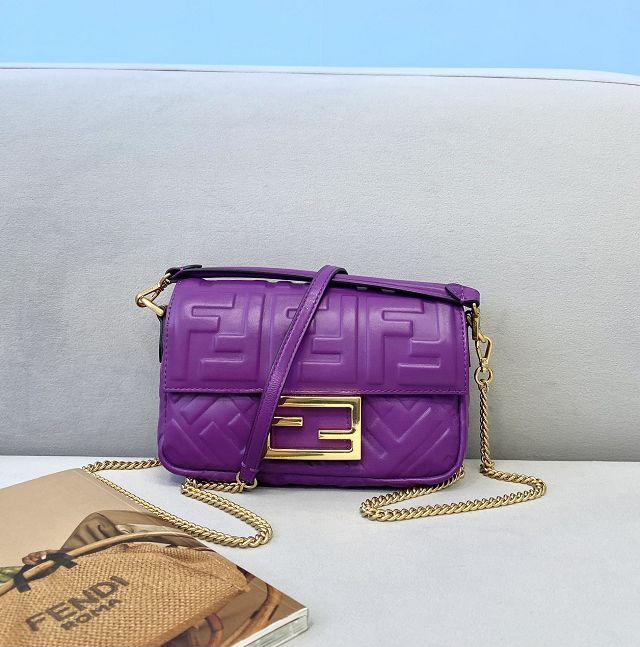 Fendi original lambskin mini baguette bag 8BS017 purple