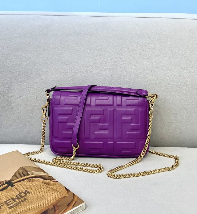 Fendi original lambskin mini baguette bag 8BS017 purple