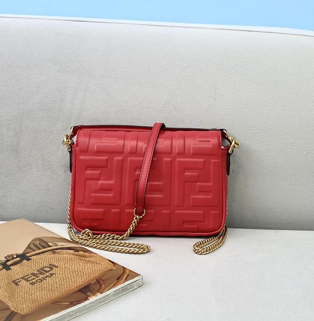 Fendi original lambskin mini baguette bag 8BS017 red