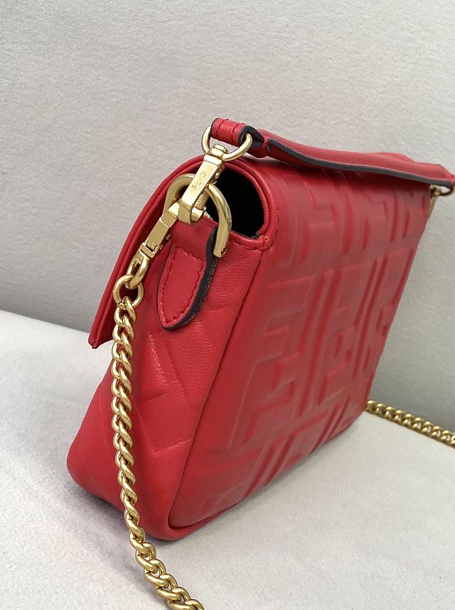 Fendi original lambskin mini baguette bag 8BS017 red