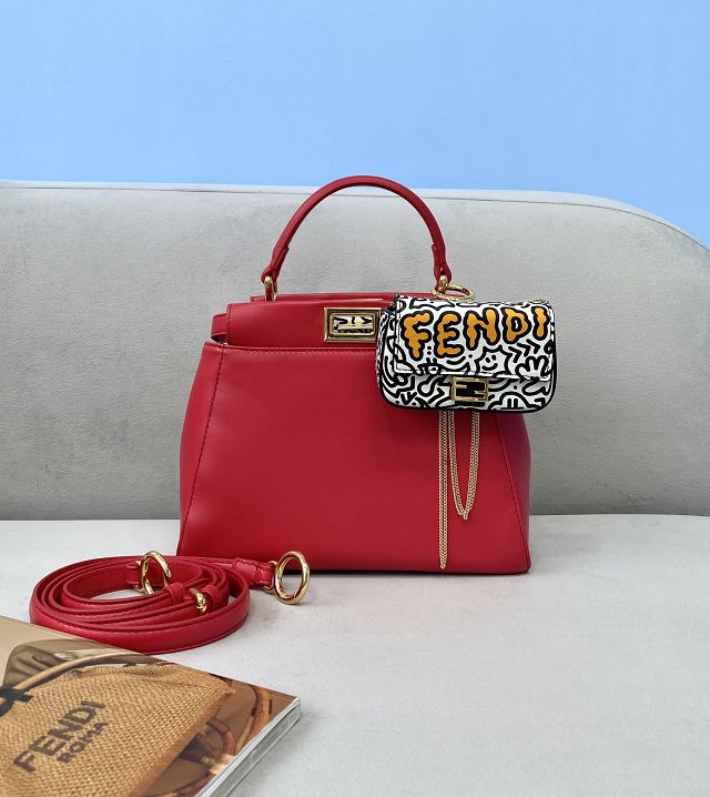 Fendi original lambskin small peekaboo bag 8BN244 red