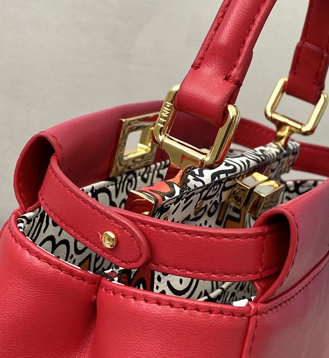 Fendi original lambskin small peekaboo bag 8BN244 red