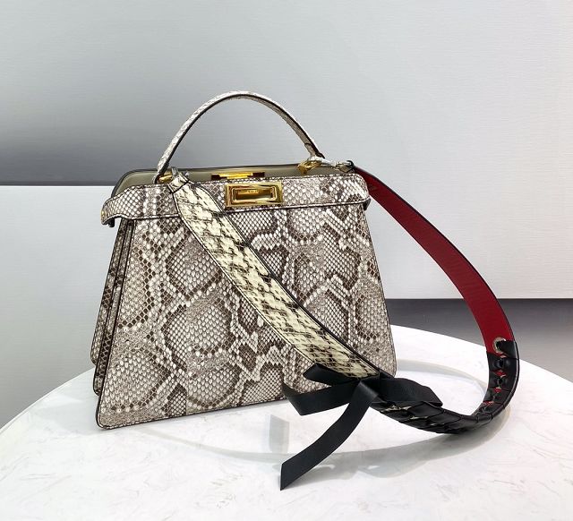 Fendi original python leather medium peekaboo ISeeU bag 8BN321 grey