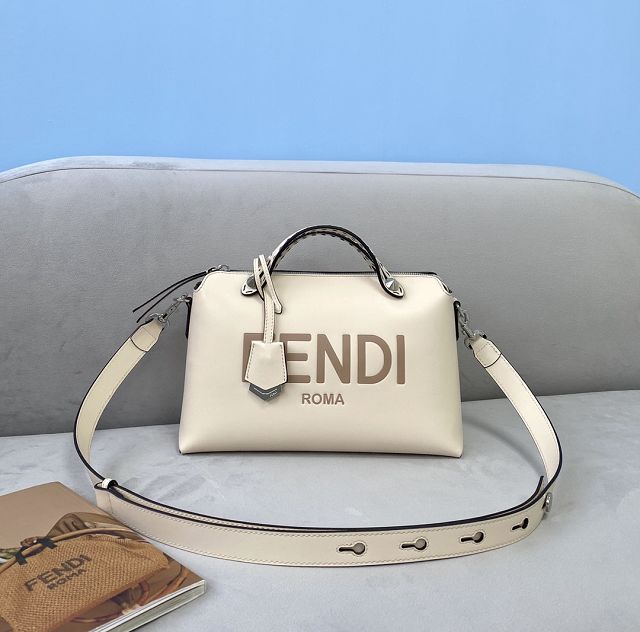 Fendi original calfskin medium by the way boston bag 8BL146 white