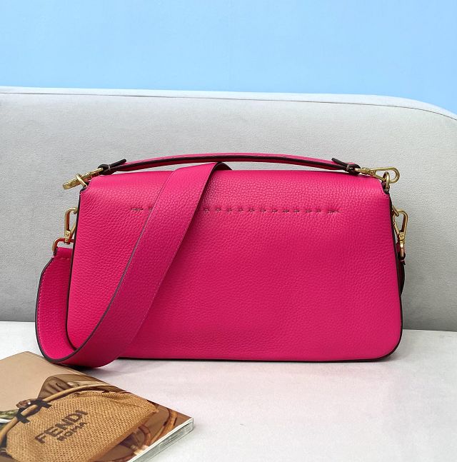 Fendi original grained calfskin large baguette bag 8BR795 rose red