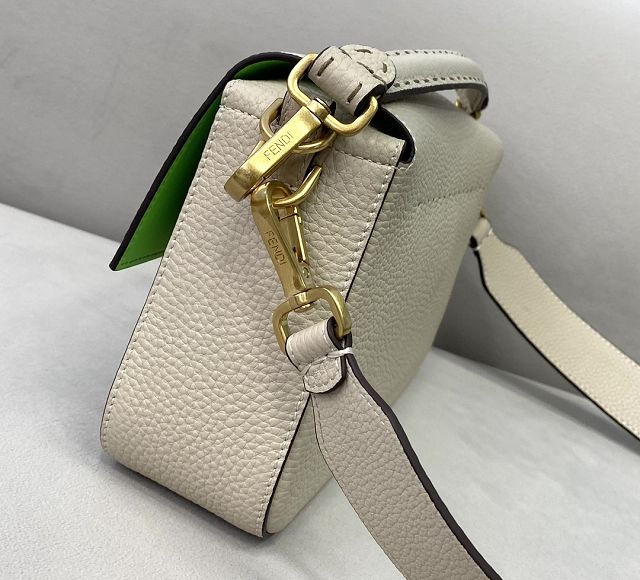 Fendi original grained calfskin large baguette bag 8BR795 white