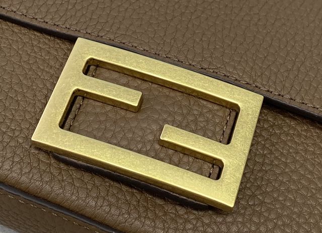 Fendi original grained calfskin mini baguette bag 8BS017 dark coffee