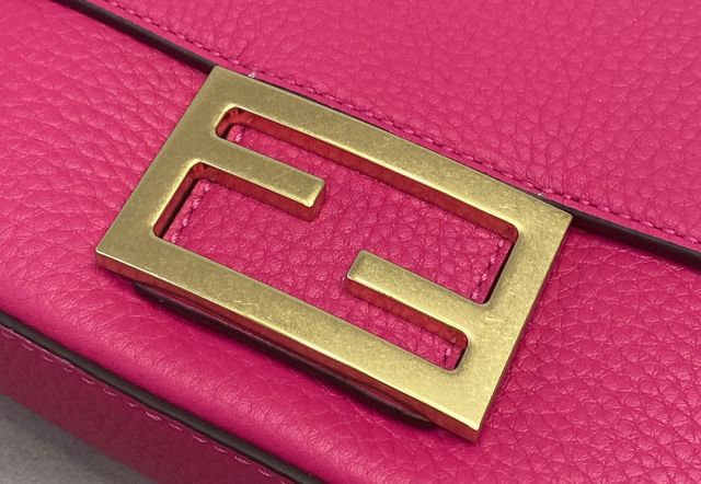 Fendi original grained calfskin mini baguette bag 8BS017 rose red