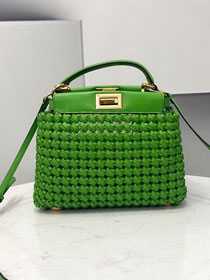 Fendi original lambskin small peekaboo bag 8BN244 green