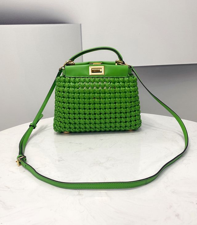 Fendi original lambskin small peekaboo bag 8BN244 green