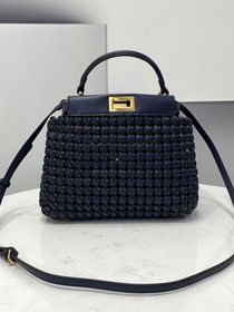 Fendi original lambskin small peekaboo bag 8BN244 navy blue