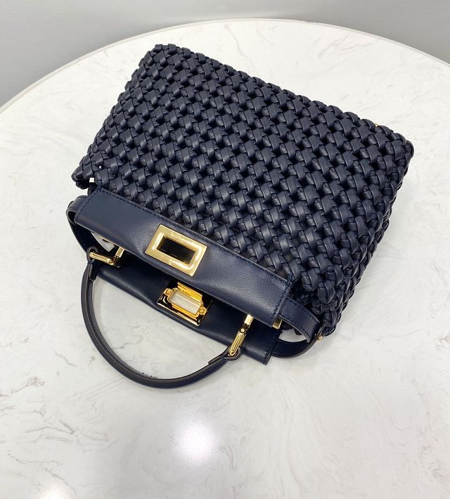 Fendi original lambskin small peekaboo bag 8BN244 navy blue