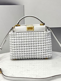 Fendi original lambskin small peekaboo bag 8BN244 white