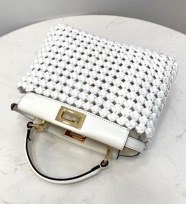 Fendi original lambskin small peekaboo bag 8BN244 white