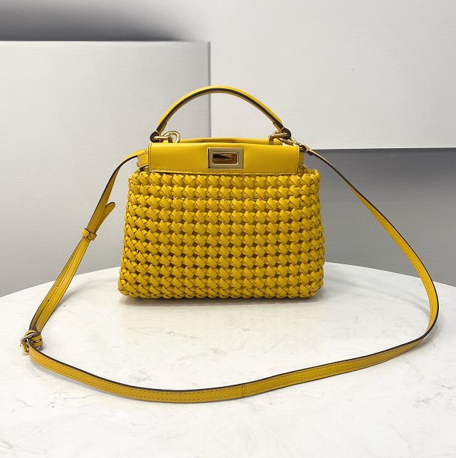 Fendi original lambskin small peekaboo bag 8BN244 yellow