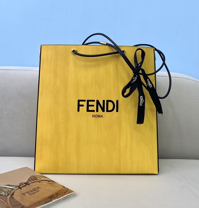 Fendi original suede large shopping bag 8BS031 yellow