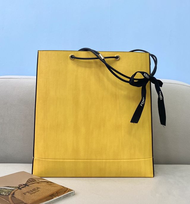 Fendi original suede large shopping bag 8BS031 yellow