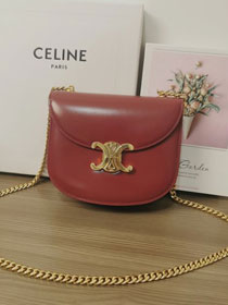 Celine original calfskin teen besace triomphe chain bag 110412 carmin