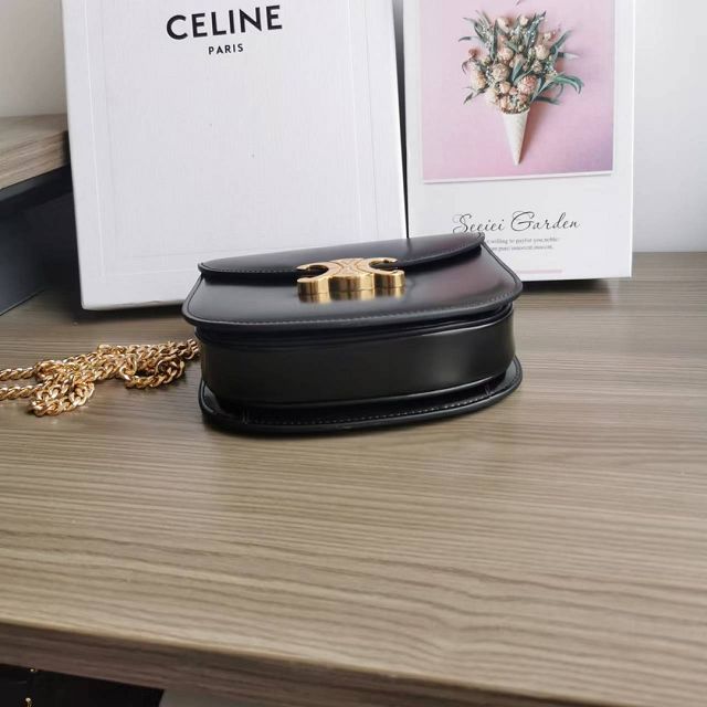 Celine original calfskin teen besace triomphe chain bag 110412 black