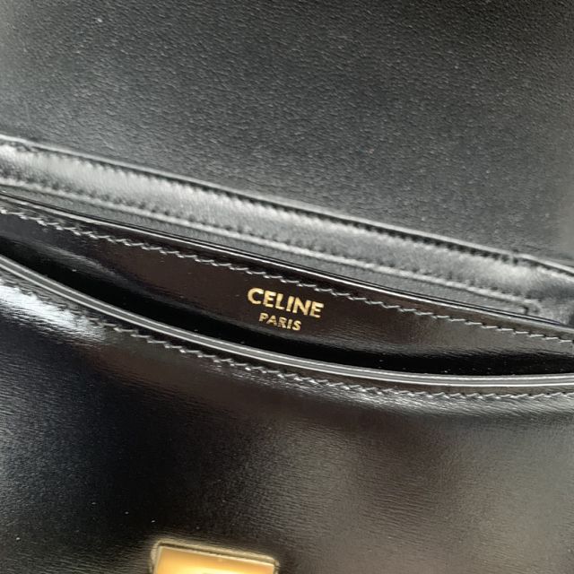 Celine original calfskin teen besace triomphe bag 110413 black