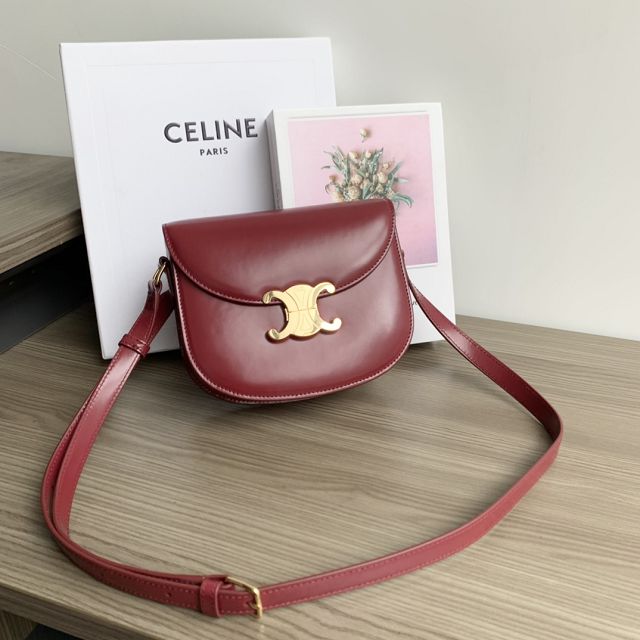 Celine original calfskin teen besace triomphe bag 110413 carmin