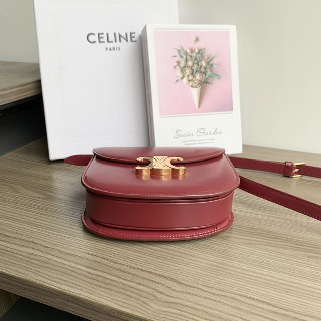 Celine original calfskin teen besace triomphe bag 110413 carmin