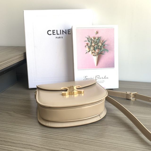 Celine original calfskin teen besace triomphe bag 110413 safari