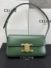 Celine original calfskin triomphe shoulder bag 194143 green