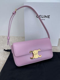 Celine original calfskin triomphe shoulder bag 194143 light purple