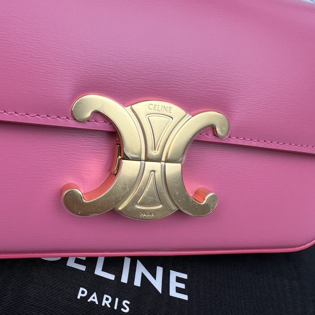 Celine original calfskin triomphe shoulder bag 194143 pink