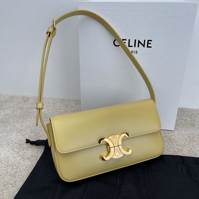 Celine original calfskin triomphe shoulder bag 194143 yellow