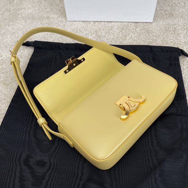 Celine original calfskin triomphe shoulder bag 194143 yellow