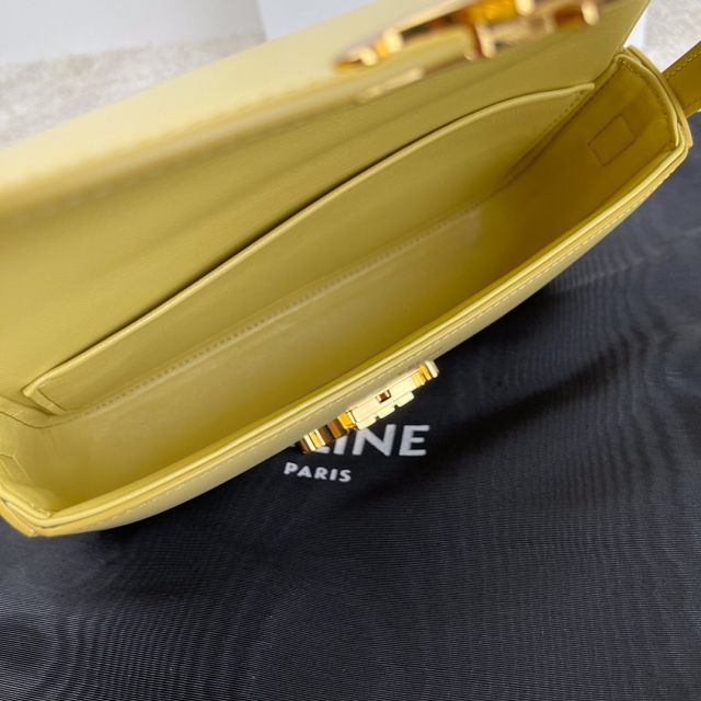 Celine original calfskin triomphe shoulder bag 194143 yellow