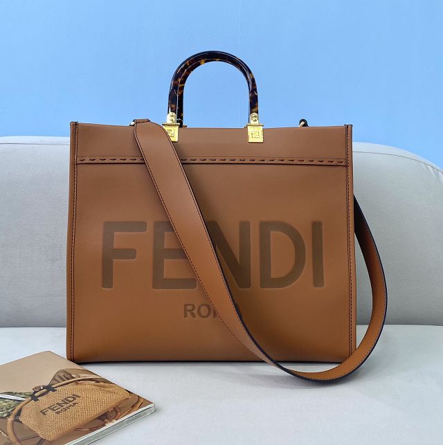 Fendi original calfskin medium sunshine shopper bag 8BH386 brown