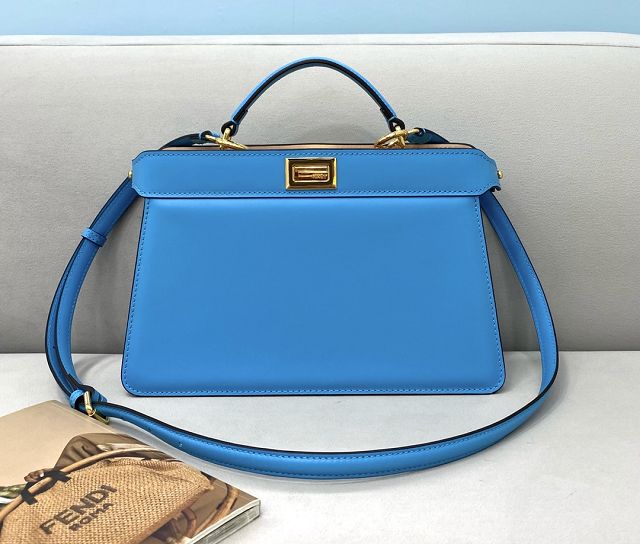 Fendi original calfskin small peekaboo ISeeU bag 8BN330 blue