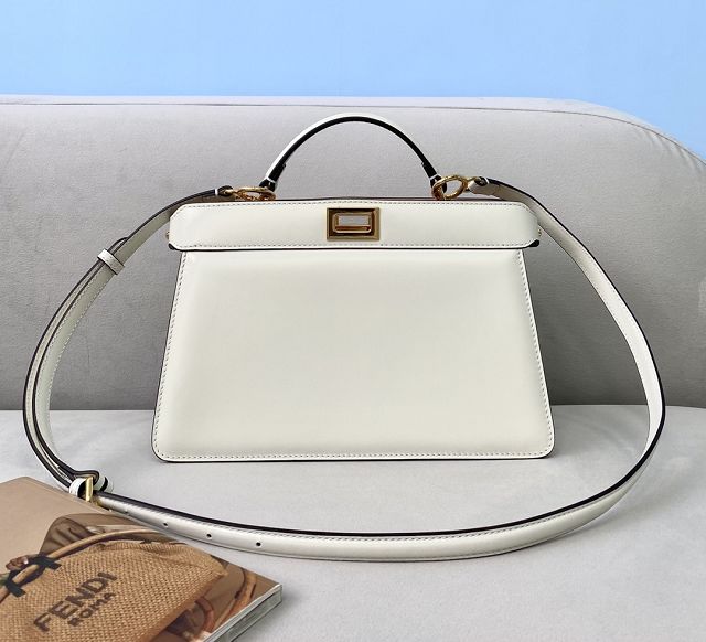 Fendi original calfskin small peekaboo ISeeU bag 8BN330 white