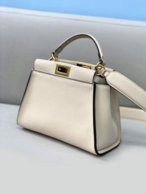 Fendi original calfskin small peekaboo bag 8BN244 white